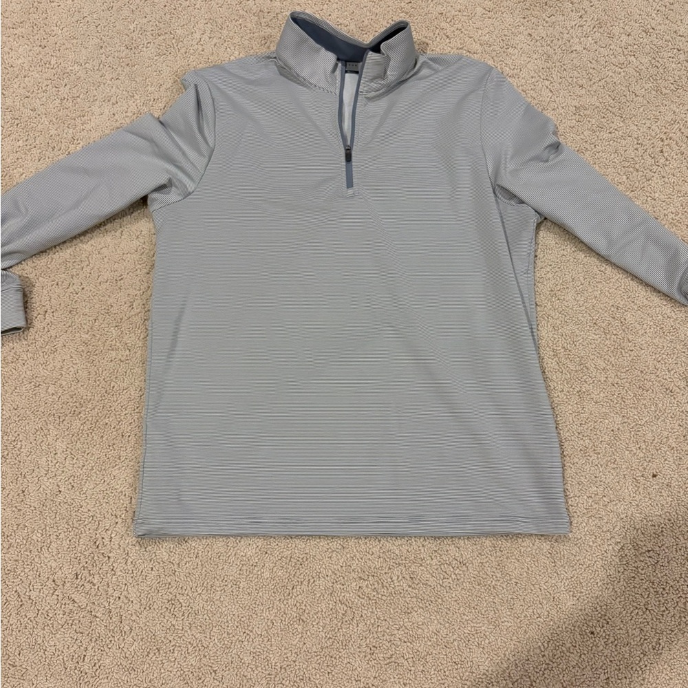 PGA Tour White and Gray Striped Pullover